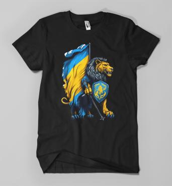T-Shirt Ukraine Löwe mit Fahne