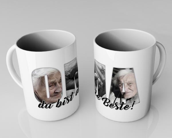 Tasse/Kaffeebecher Oma du bist die Beste (mit Wunschbilder)