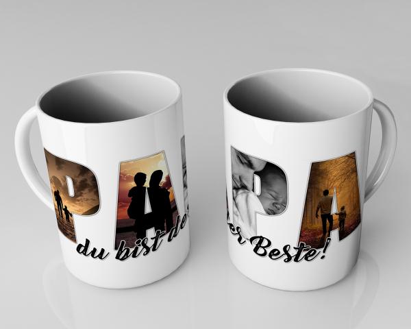 Tasse/Kaffebecher Papa du bist der Beste (mit Wunschbilder)